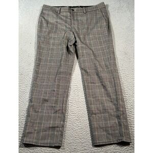 Guess Chino Pants Mens 30 (33x23)‎ Gray Plaid Slim Fit Zip Fly Straight Leg